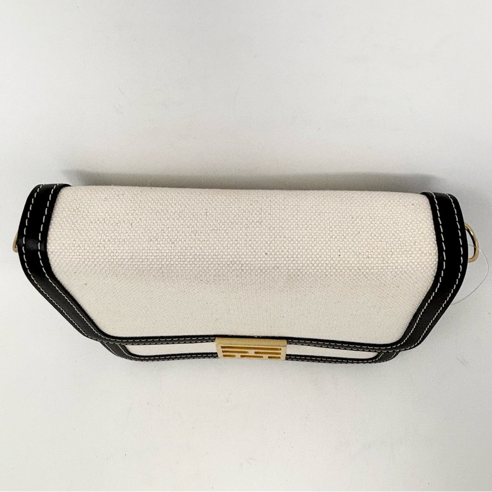 FRAME Le Signature Mini Bag Black Cream Canvas Leather Crossbody Brass Hardware - Picture 6 of 15